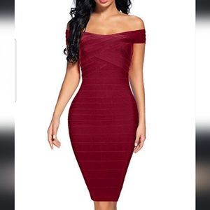 GUESS GBC Engine Red "Rafella" Bandage Zip Sweater Dress Size S